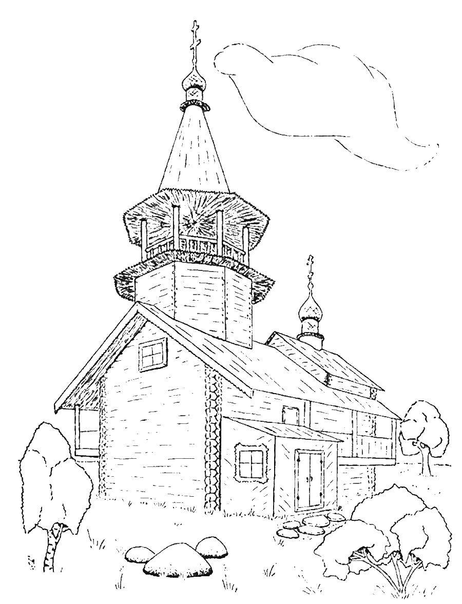Coloring Church in the village. Category the Church. Tags:  The Church.