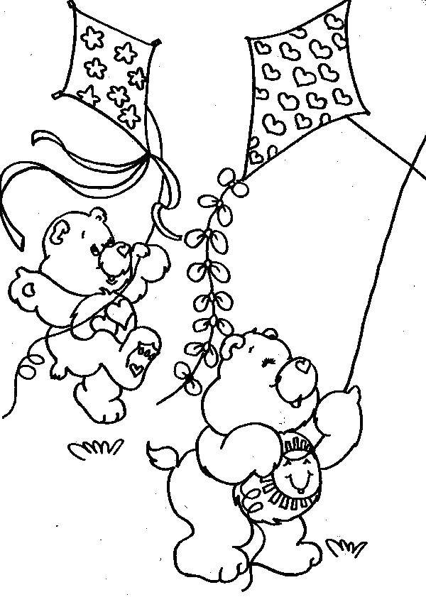 Coloring Bears with kites. Category a kite. Tags:  a kite.