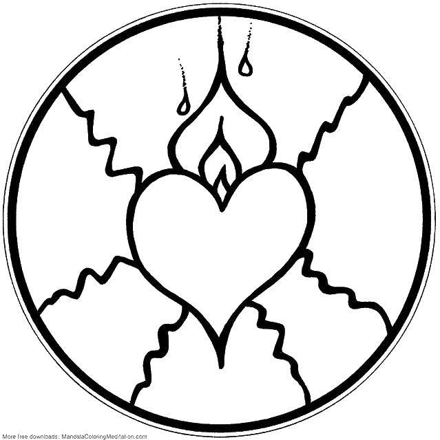 Coloring Stained glass heart. Category for stained glass. Tags:  Heart, love.
