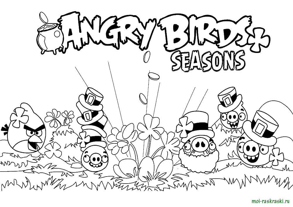 Название: Раскраска Andry birds, игра, сезоны. Категория: Персонаж из игры. Теги: Angry Birds, персонаж из игры.