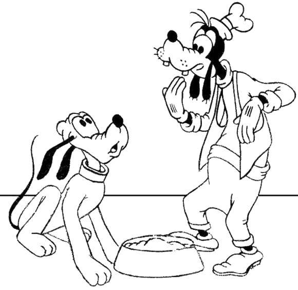 Coloring Goofy and Pluto. Category Disney cartoons. Tags:  Disney, Mickey Mouse, Pluto, Goofy.