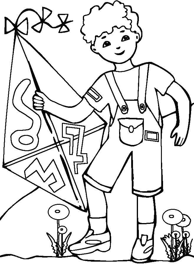Coloring Boy with a kite. Category a kite. Tags:  a kite.