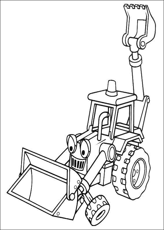 Coloring Tractor at a construction site. Category Bob the Builder. Tags:  Builder, tools, building.