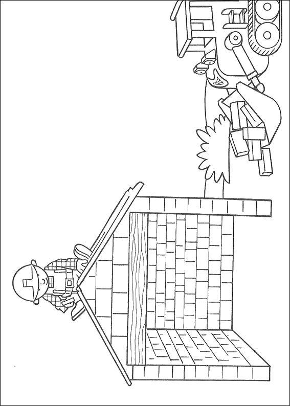 Coloring Bob on the roof. Category Bob the Builder. Tags:  Builder, tools, building.