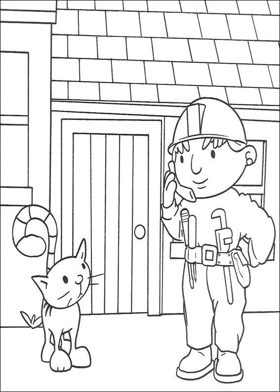 Coloring Bob the cat. Category Bob the Builder. Tags:  Builder, tools, building.