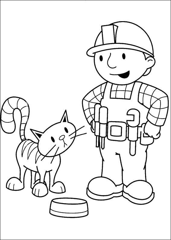 Coloring Cat Bob. Category Bob the Builder. Tags:  Builder, tools, building.