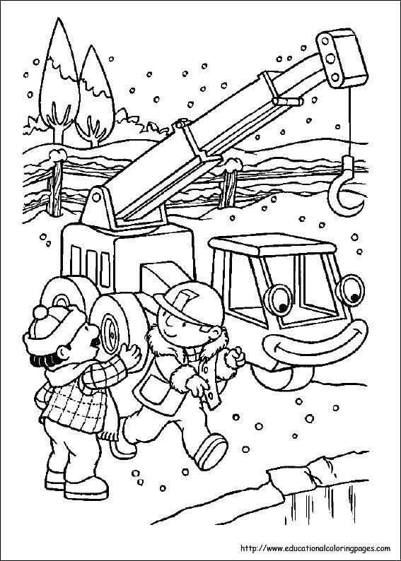 Название: Раскраска Снежок на стройке. Категория: боб строитель. Теги: Строитель, инструменты, стройка.