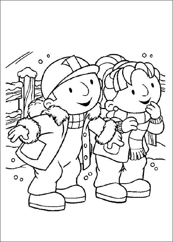 Coloring Winter construction. Category Bob the Builder. Tags:  Builder, tools, building.