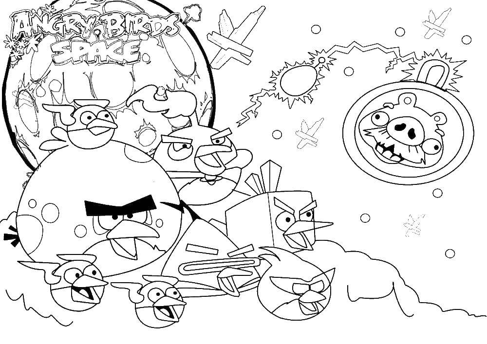 Coloring Angry birds in space. Category for boys . Tags:  angry birds.