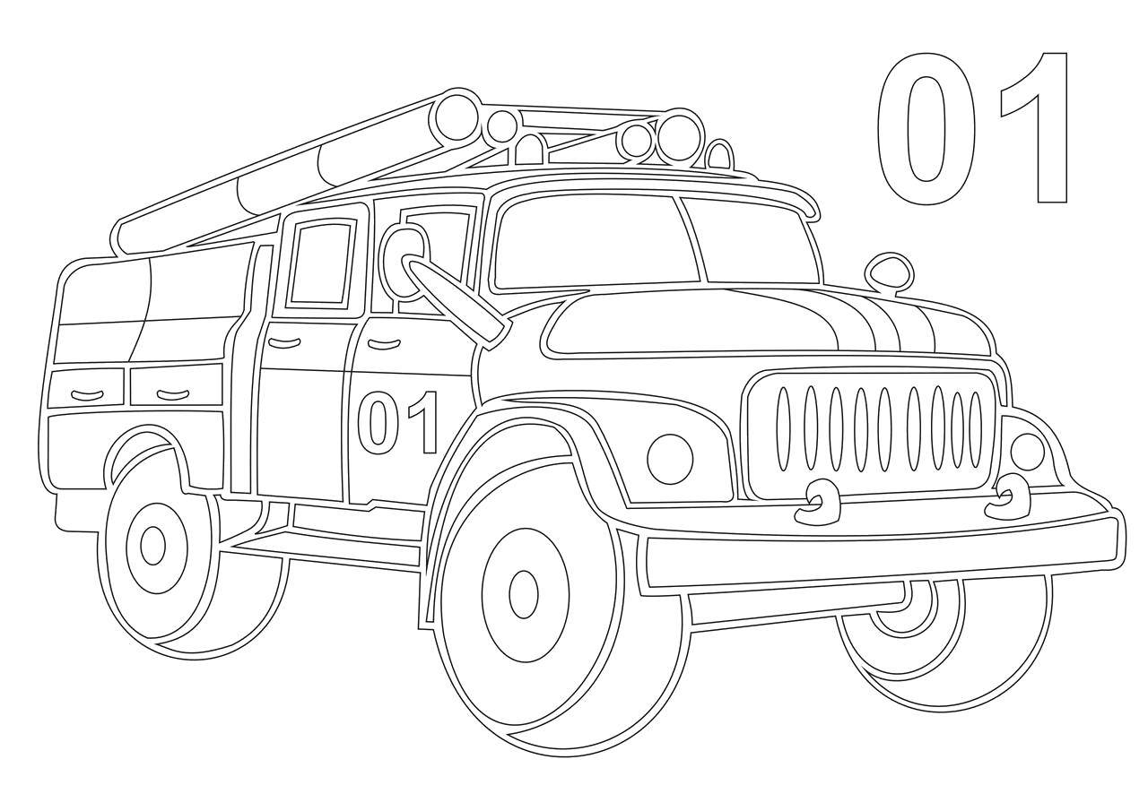 Coloring 01. Category fire truck. Tags:  Transport, car.