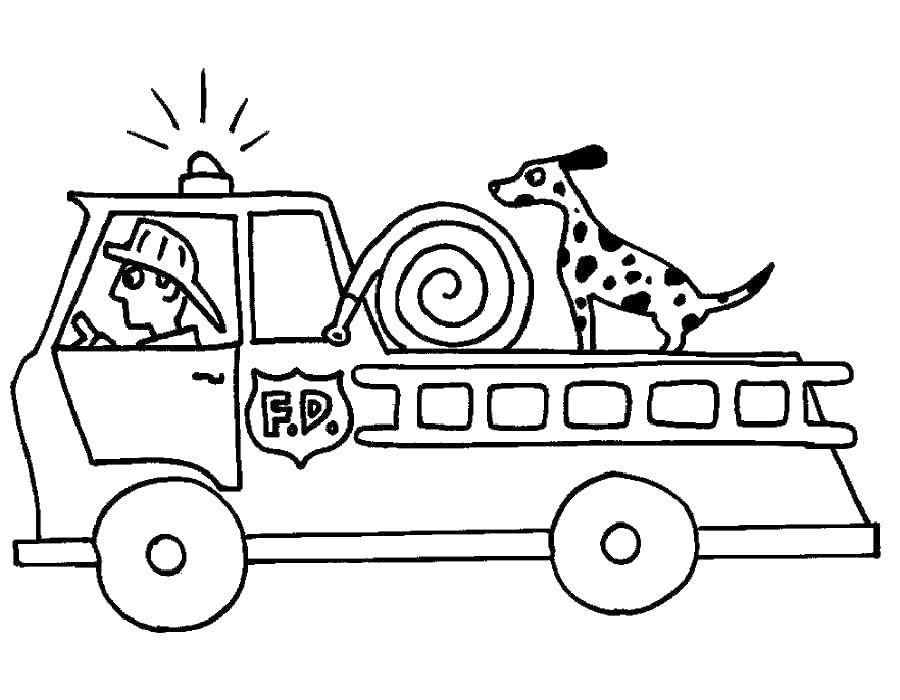 Coloring Dalmatians with fire.. Category fire truck. Tags:  Transport, car.