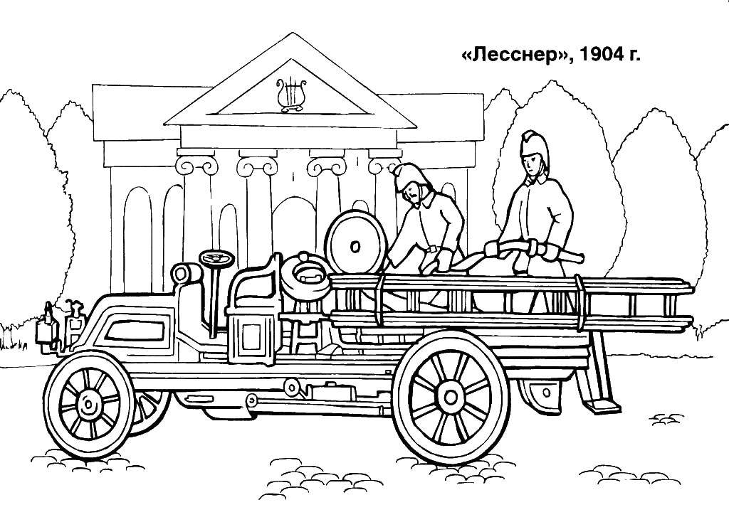 Coloring Lessner. Category fire truck. Tags:  Transport, car.