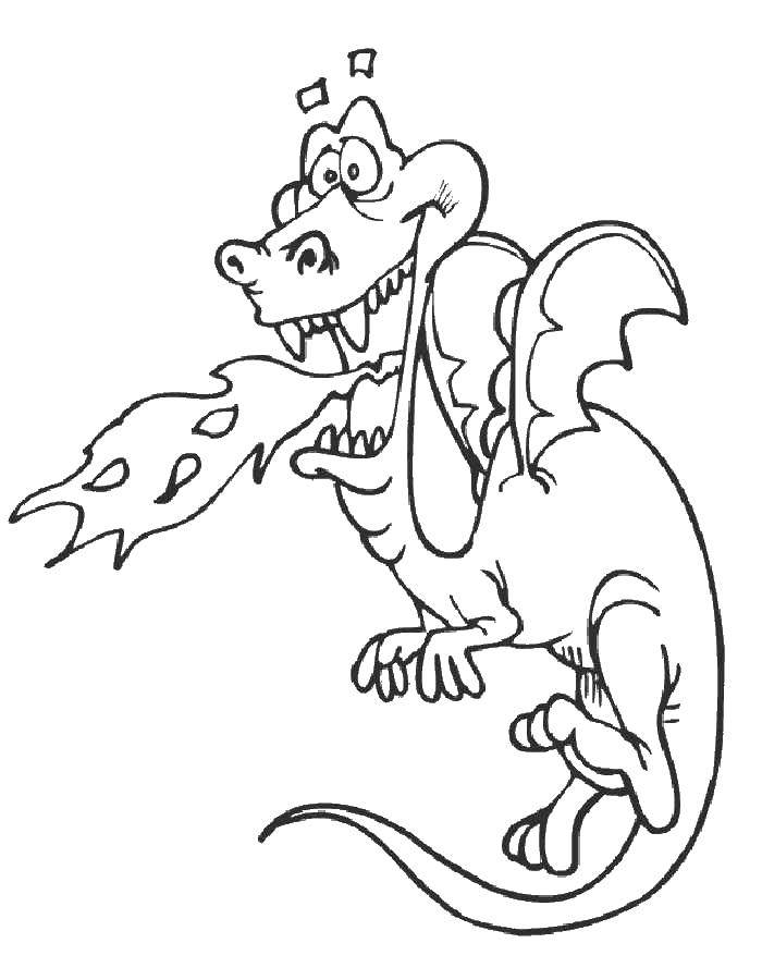 Coloring Fire-breathing dragon. Category Dragons. Tags:  Dragons.
