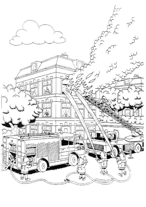 Coloring A huge fire. Category the fire house. Tags:  Fire, fire.