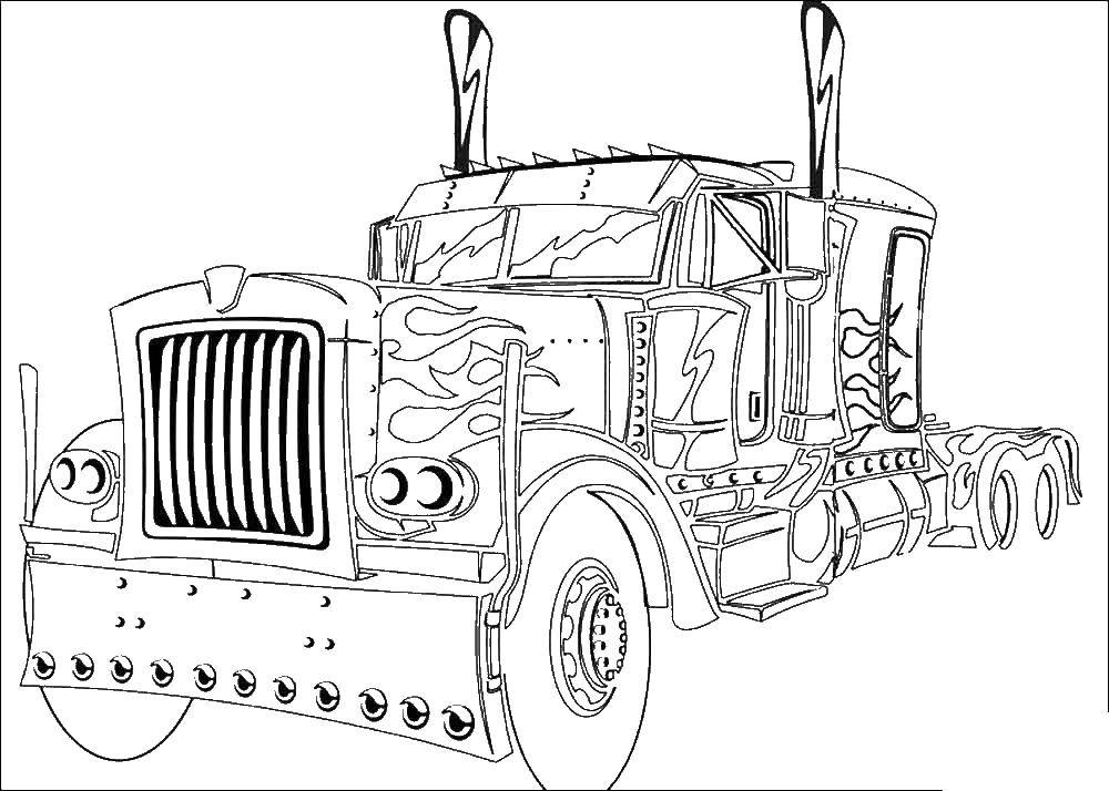 Coloring Truck. Category for boys . Tags:  the truck.