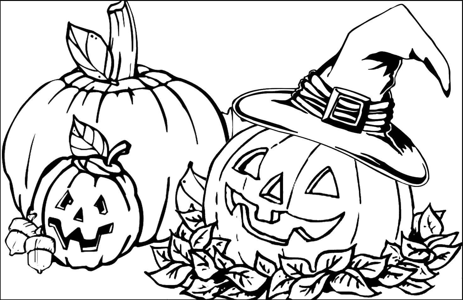 Coloring Pumpkin hats. Category Halloween. Tags:  Halloween, pumpkin.