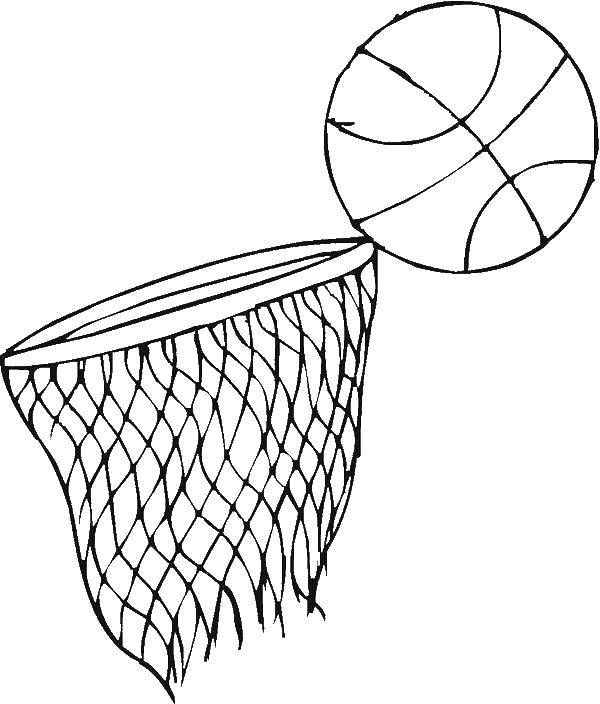 Название: Раскраска Баскетбольный мяч летит в корзину.. Категория: баскетбол. Теги: Спорт, баскетбол, мяч, игра.