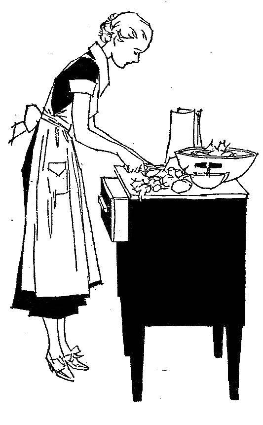 Coloring The lady in the kitchen. Category kitchen. Tags:  Kitchen, home, food.