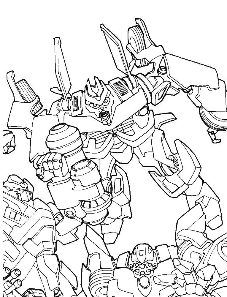 Coloring Transformers in battle. Category transformers. Tags:  transformer, robot.