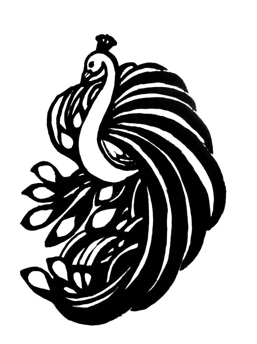 Название: Раскраска Черно белый павлин. Категория: павлин. Теги: Павлин, птица.