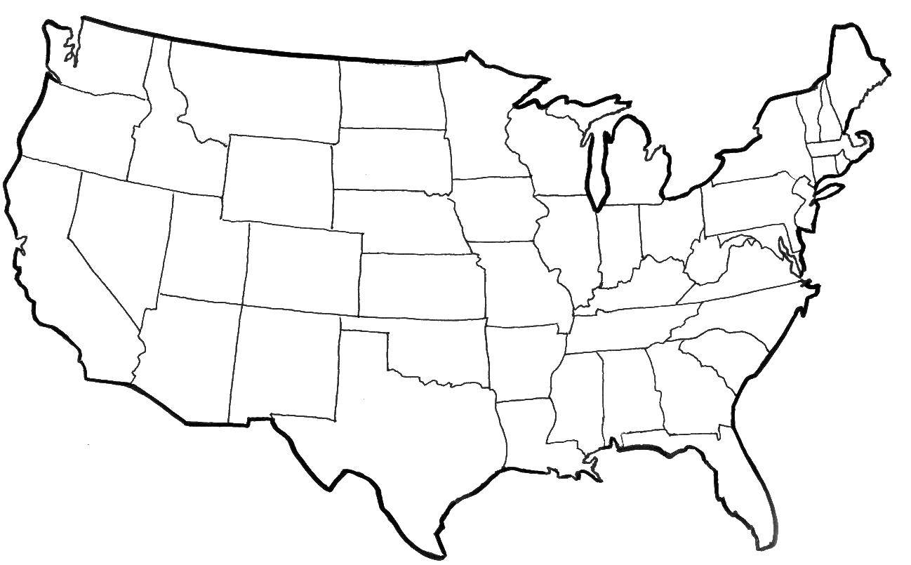 Название: Раскраска Карта сша.. Категория: США. Теги: Америка, США, флаг.
