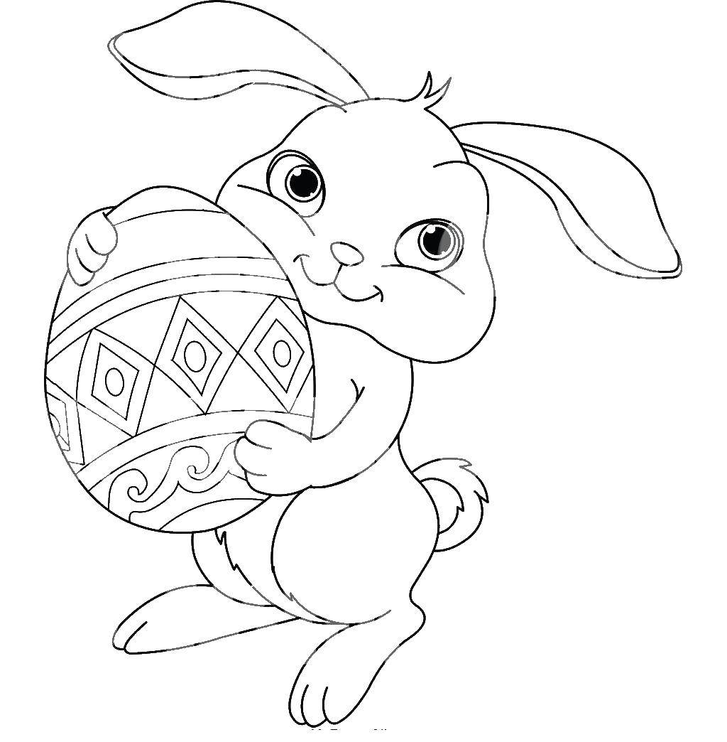 Название: Раскраска Пасхальный крольчонок. Категория: пасха. Теги: Пасха, яйца, узоры, кролик.