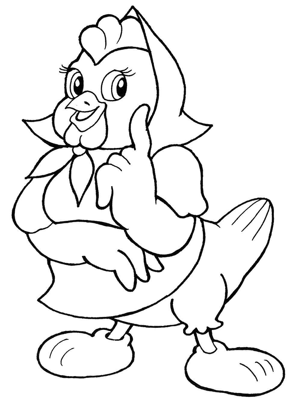 Coloring Chicken in an apron. Category Pets allowed. Tags:  Chicken, poultry.