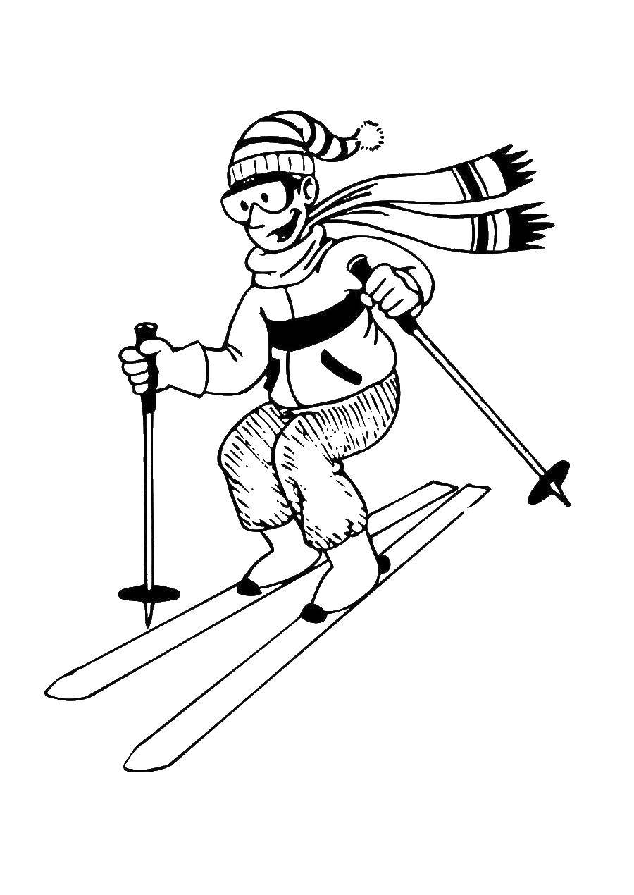 Название: Раскраска Лыжник. Категория: спорт. Теги: лыжник.