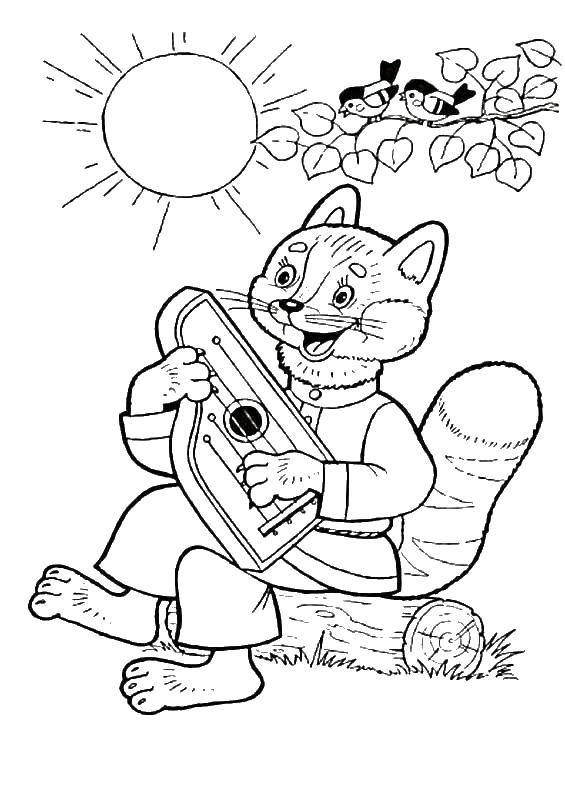 Coloring Cat playing the harp. Category Pets allowed. Tags:  Animals, kitten.