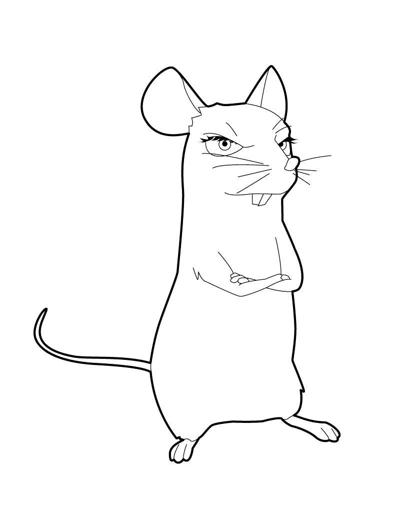 Название: Раскраска Сердитая мышка. Категория: домашние животные. Теги: Животные, мышка.