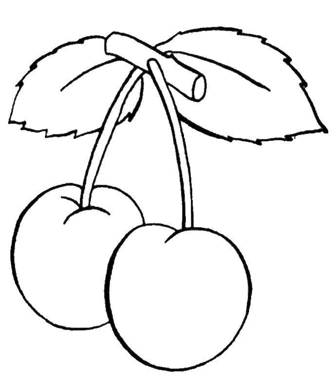Название: Раскраска Ягоды вишни. Категория: ягоды. Теги: Ягоды, вишня.