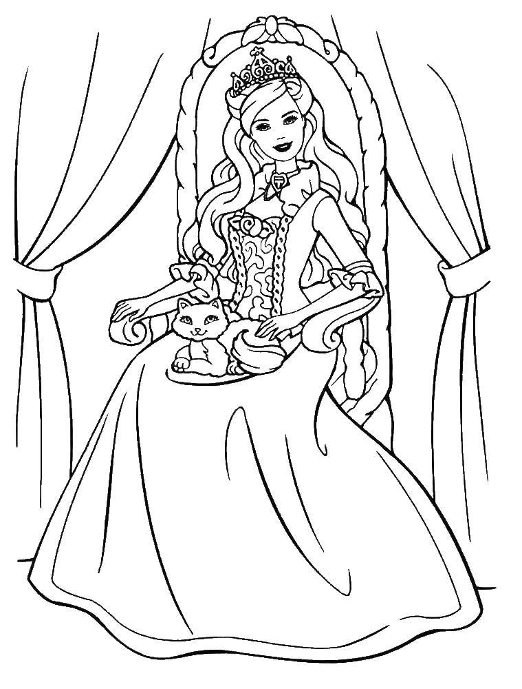 Coloring Barbi, and the cat. Category Barbie . Tags:  Barbie .