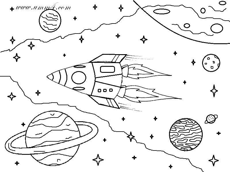 Coloring The rocket flies in space.. Category space. Tags:  Space, rocket, stars.