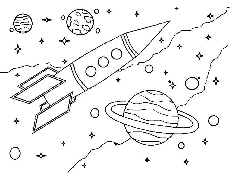 Coloring The rocket flies. Category space. Tags:  Space, rocket, stars.