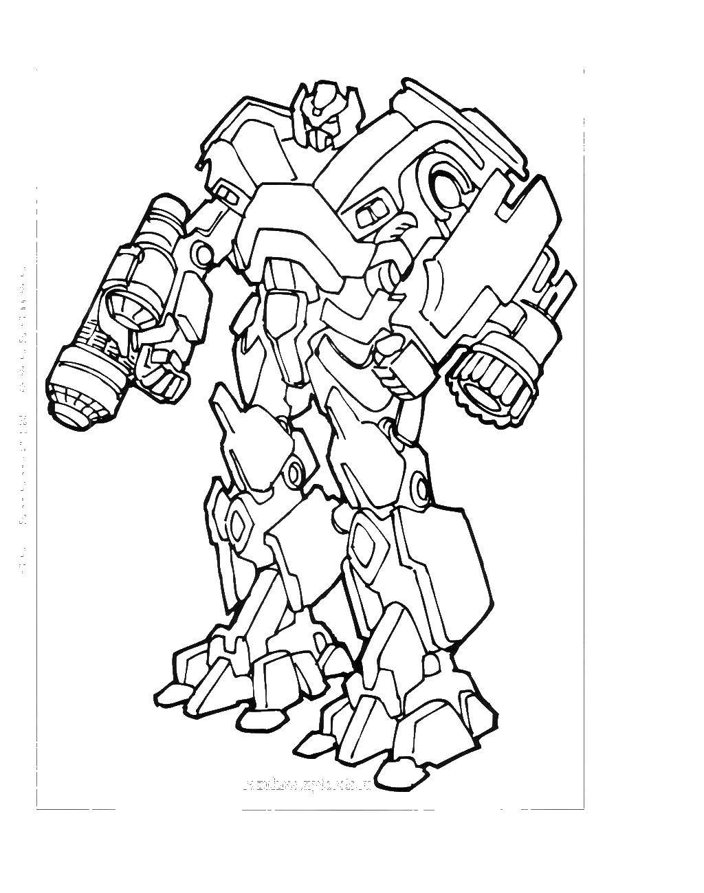 Coloring Transformer with guns. Category transformers. Tags:  transformers, robots, guns.