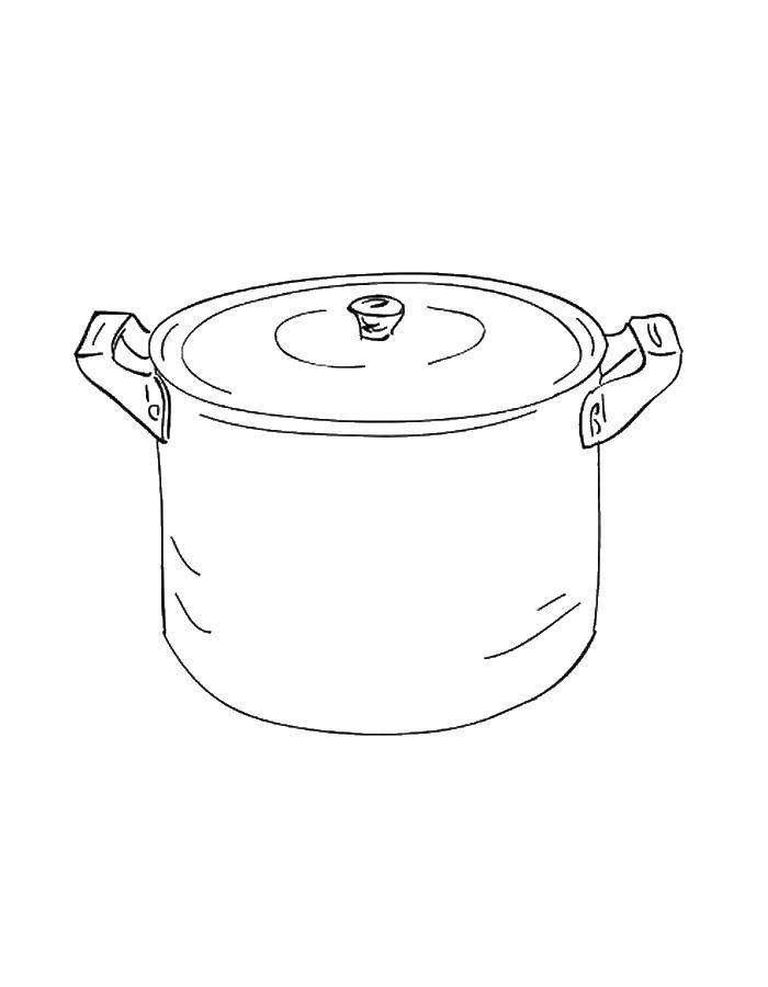 Coloring Pan. Category dishes. Tags:  utensils, pots, cover.