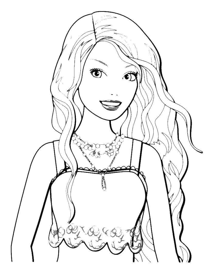Coloring Portrait of the beautiful Barbie. Category Barbie . Tags:  girl, doll, Barbie.