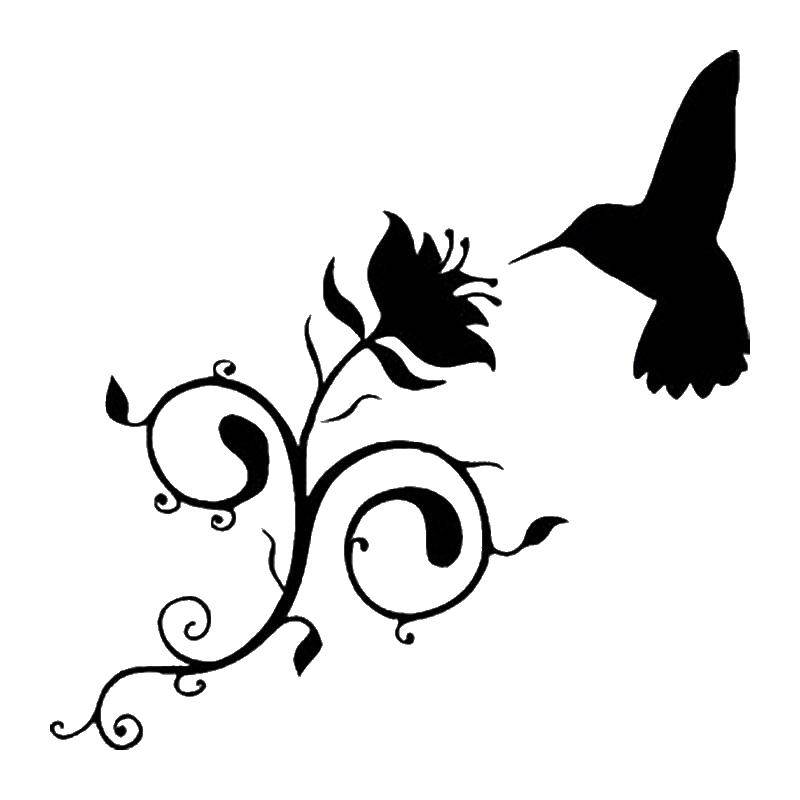 Название: Раскраска Узор-цветок с птичкой. Категория: узоры. Теги: узор, цветок. птица.