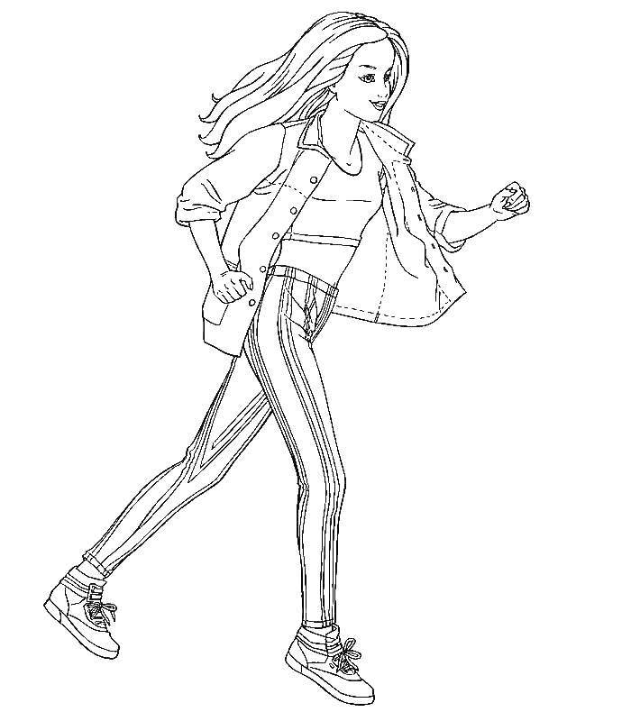 Coloring Barbie runs. Category Barbie . Tags:  Barbie , fashion, running.