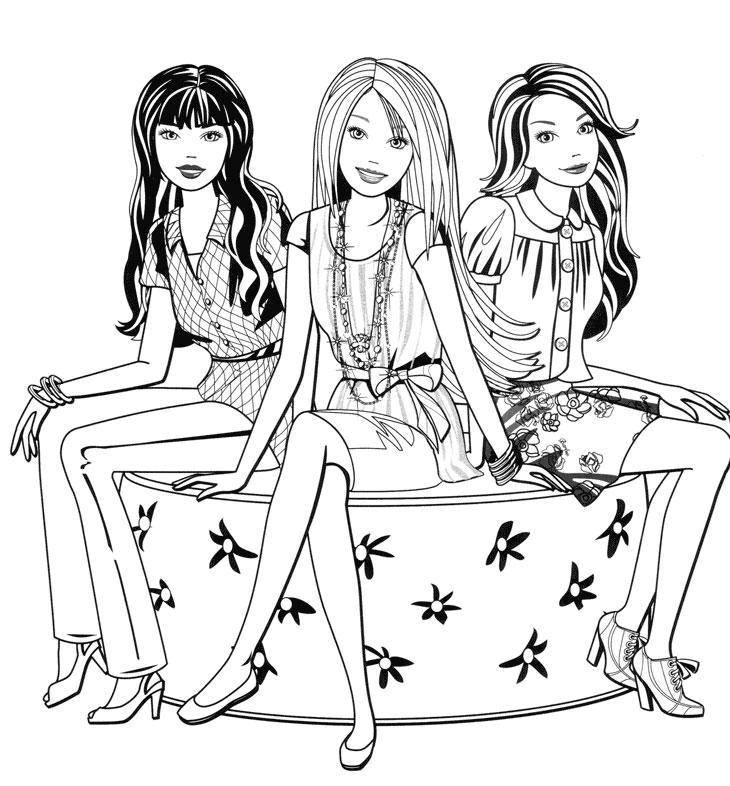 Coloring Barbie with her friends. Category Barbie . Tags:  Barbie , girlfriend, girls.