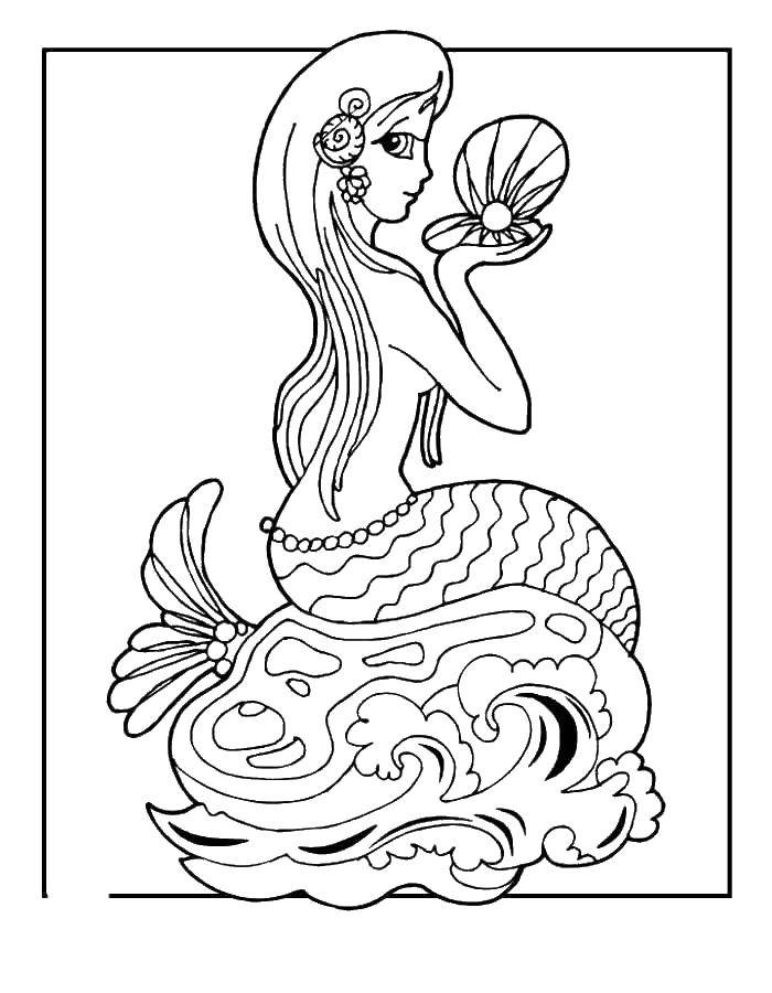 Coloring Barbie mermaid with pearl. Category Barbie . Tags:  Barbie , mermaid, underwater, pearl.