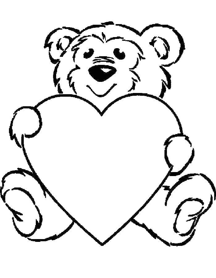 Coloring Bear with a heart. Category Animals. Tags:  Animals, bear, heart.