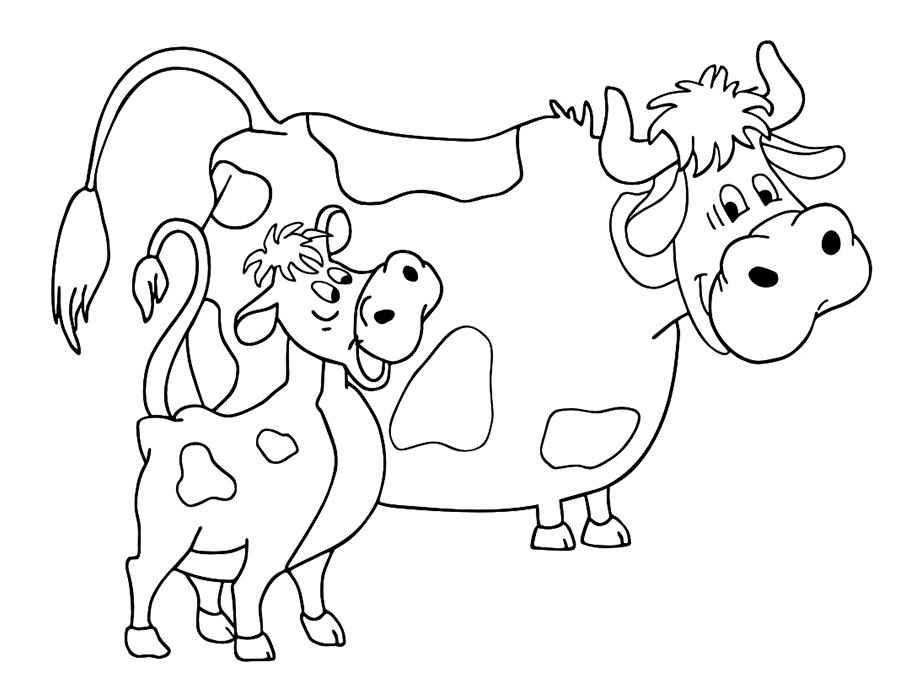 Название: Раскраска Рисунок коровы и бычка. Категория: домашние животные. Теги: корова.