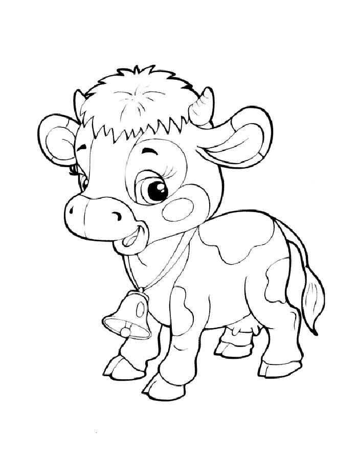 Название: Раскраска Рисунок бычок. Категория: домашние животные. Теги: корова.