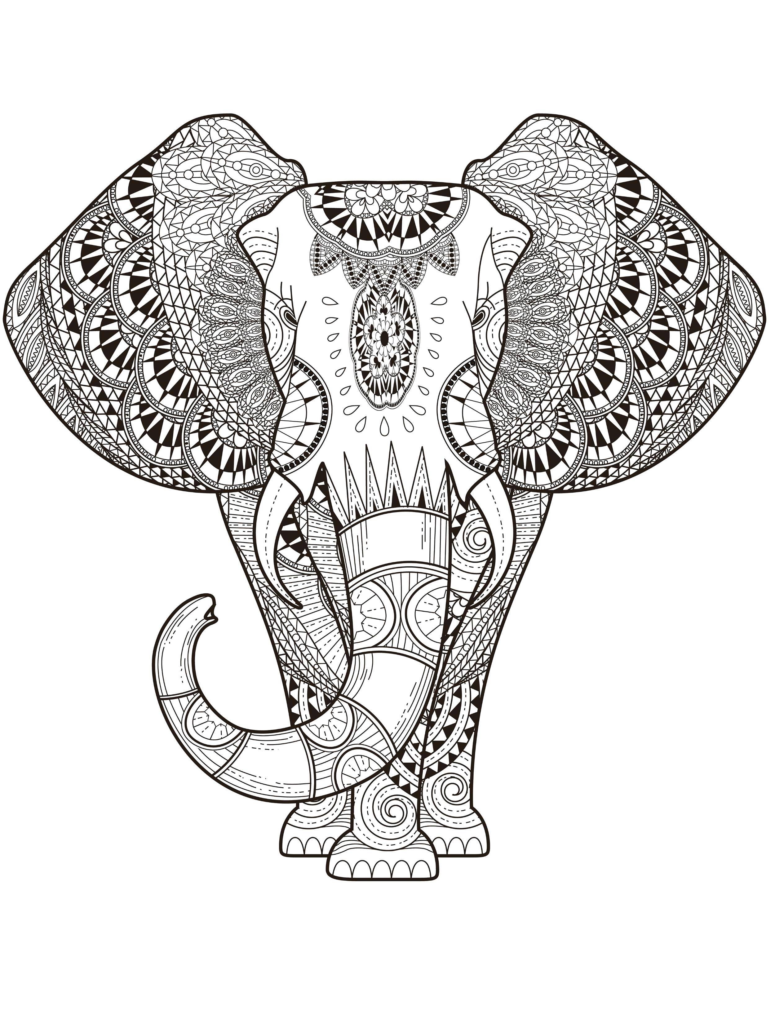 Coloring Antistress elephant. Category coloring antistress. Tags:  Animals, elephant.