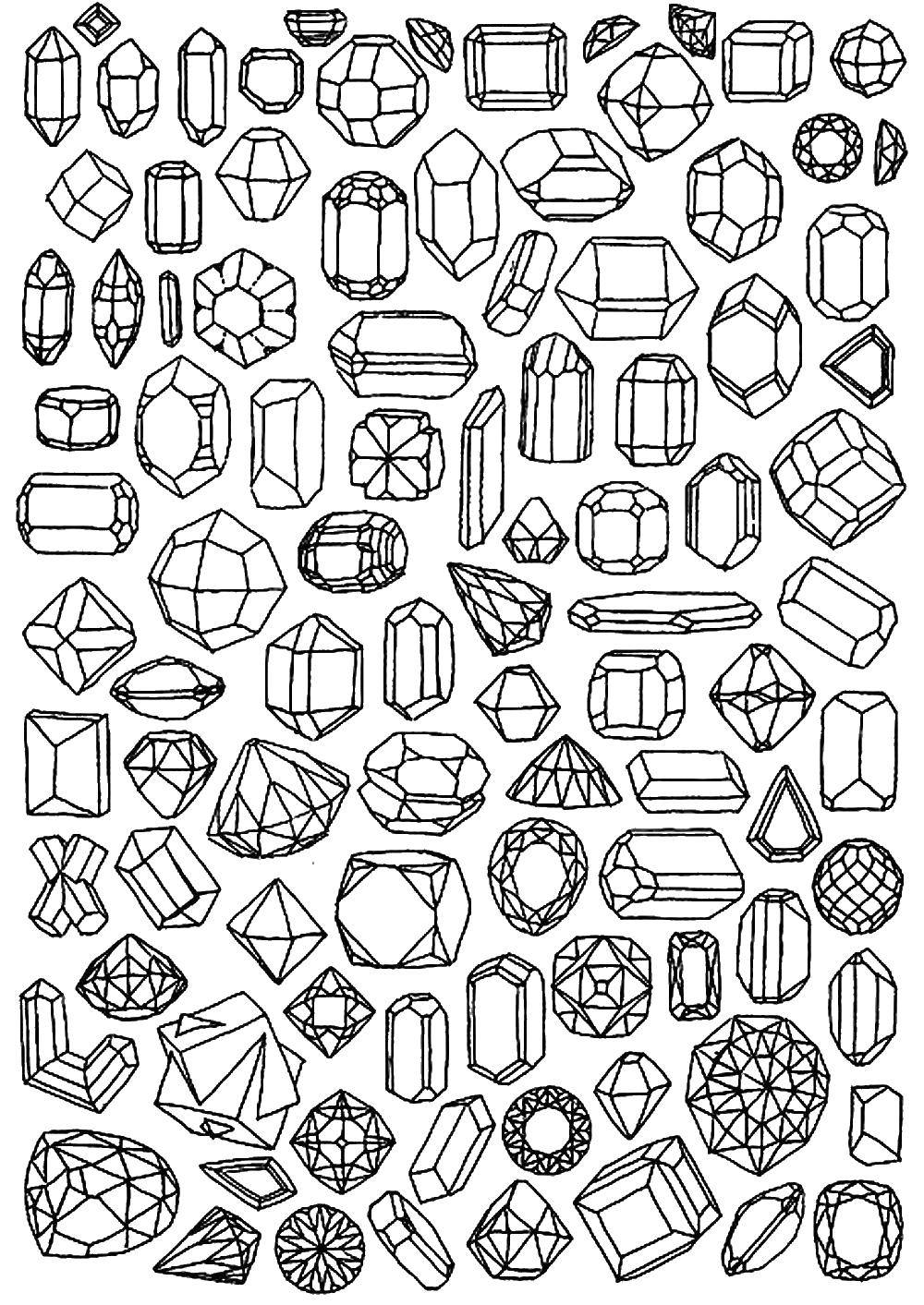 Coloring Gems. Category coloring antistress. Tags:  stones, jewelry.