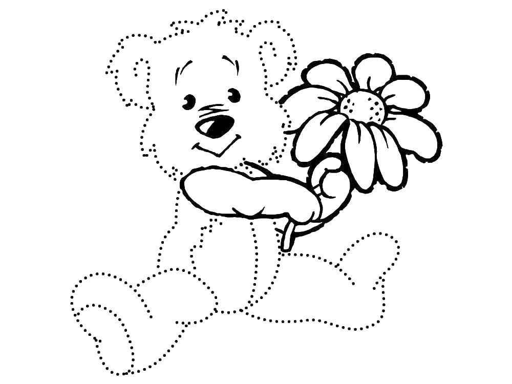 Coloring The contour bears. Category coloring. Tags:  contours. bear, flowers.