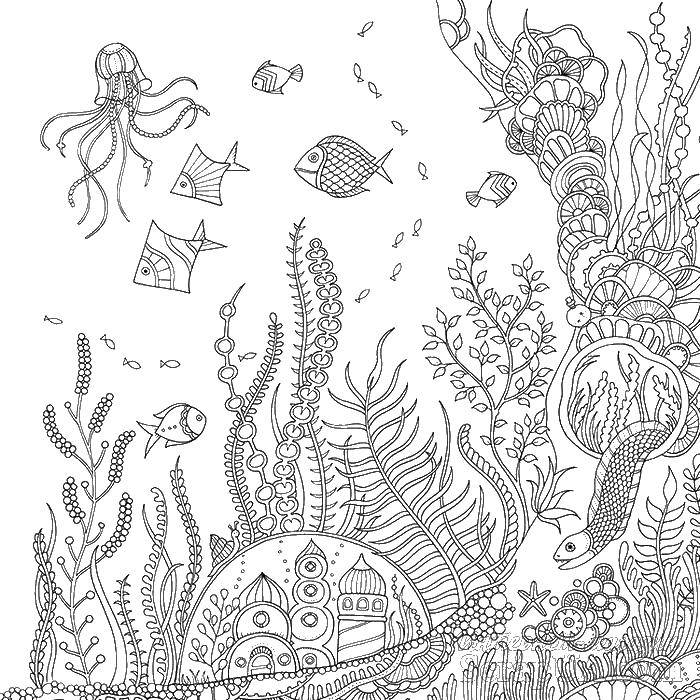 Coloring Fish. Category coloring antistress. Tags:  pattern, anti-stress, fish, underwater Kingdom.