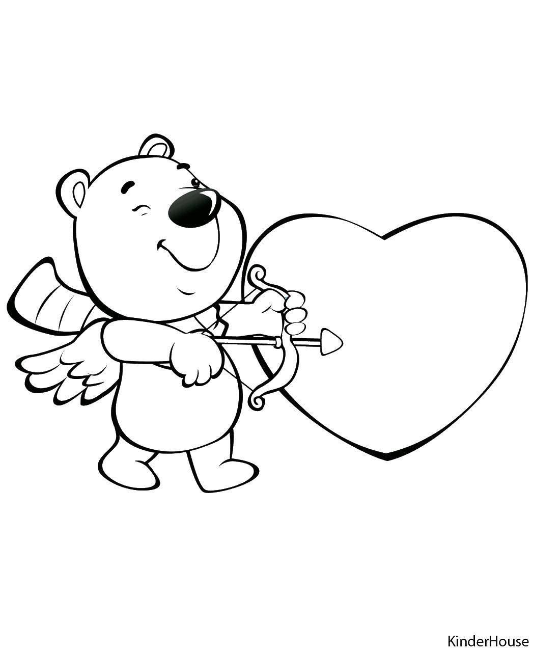 Coloring Bear Cupid. Category Valentines day. Tags:  Valentines day, love, Cupid.
