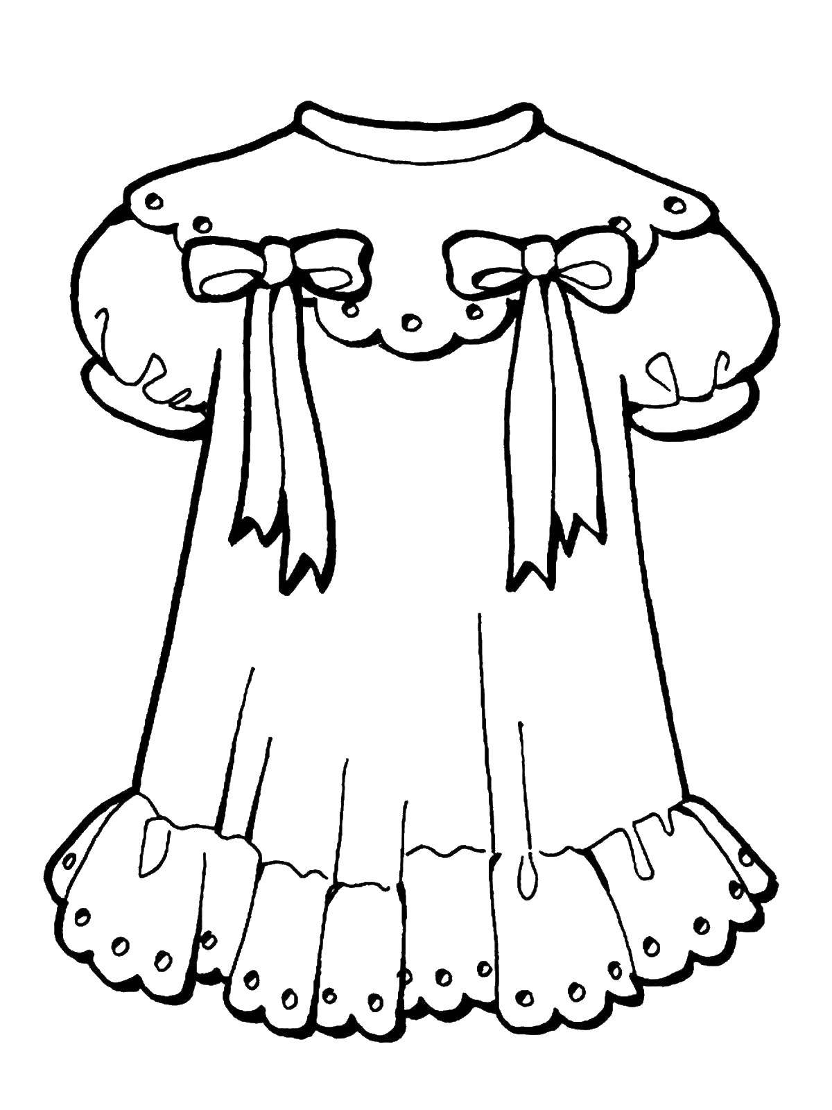 Coloring Dress with bows. Category Clothing. Tags:  clothing, dress.
